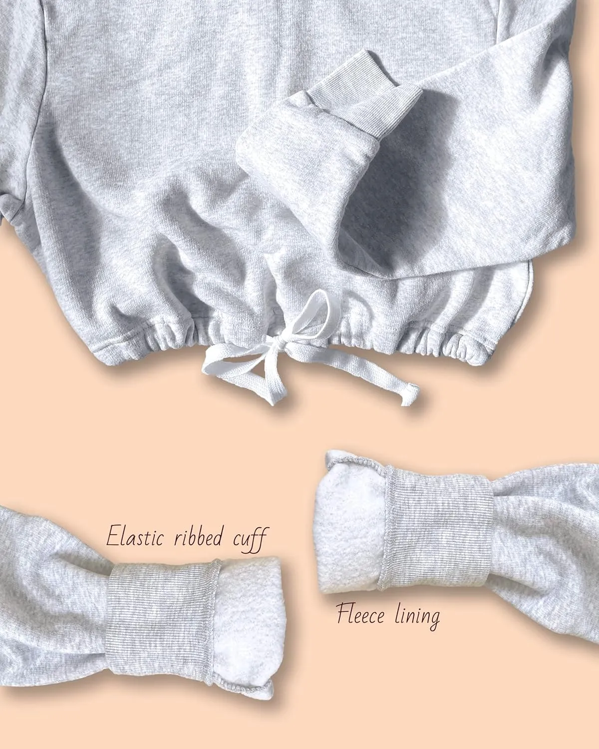 Women's Cropped Pullover Sweatshirt Hoodie Fleece Crop Tops Hoodie