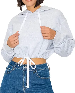 Women's Cropped Pullover Sweatshirt Hoodie Fleece Crop Tops Hoodie