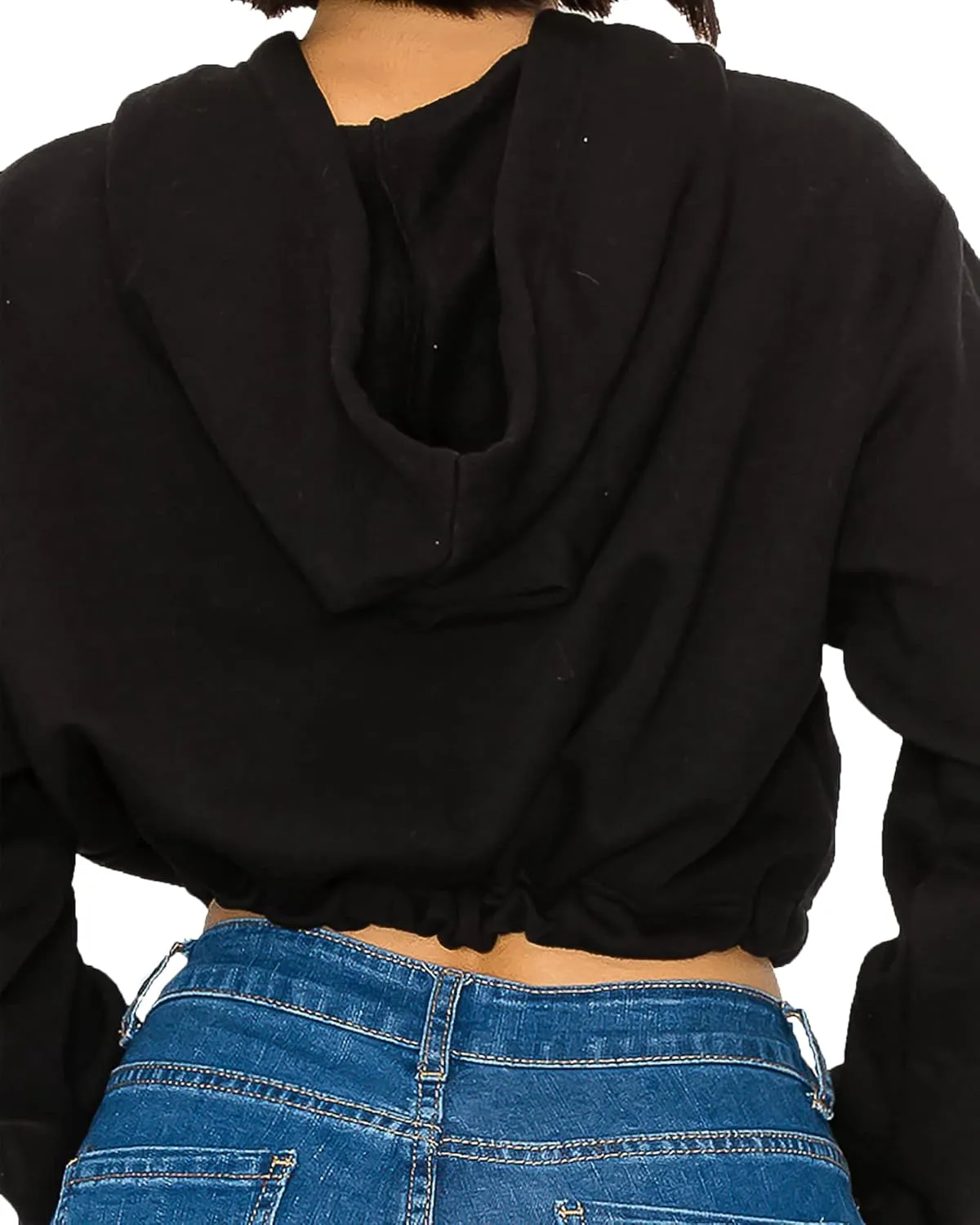 Women's Cropped Pullover Sweatshirt Hoodie Fleece Crop Tops Hoodie