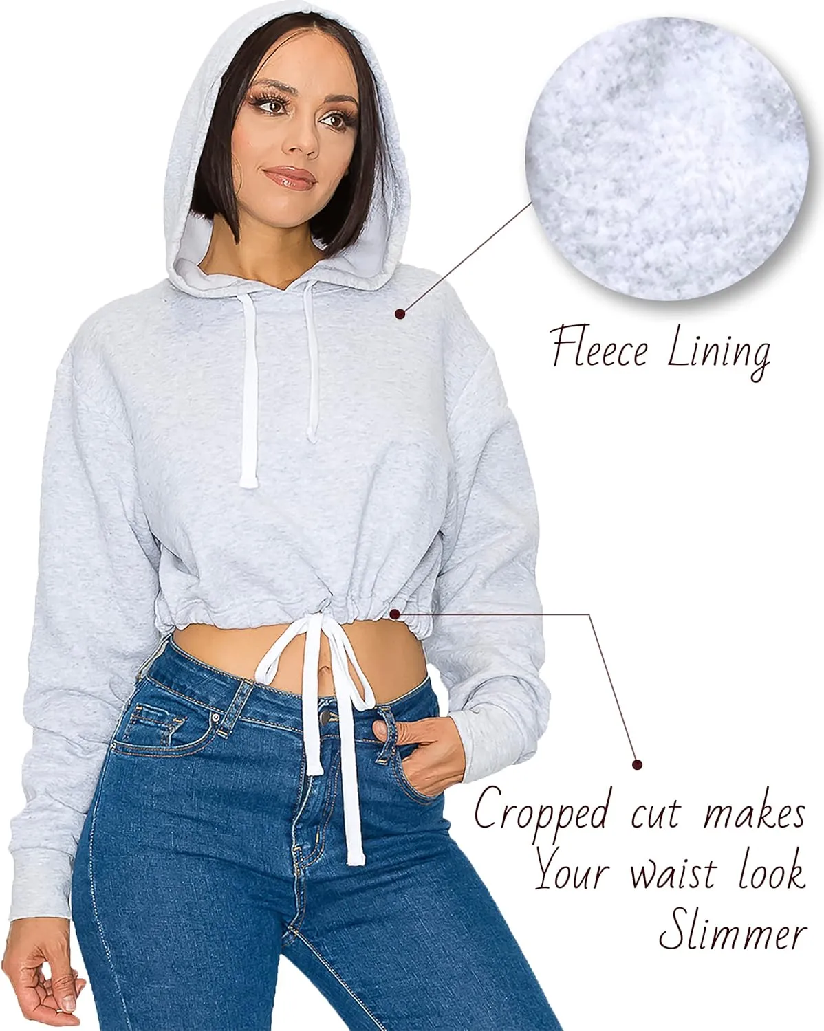 Women's Cropped Pullover Sweatshirt Hoodie Fleece Crop Tops Hoodie