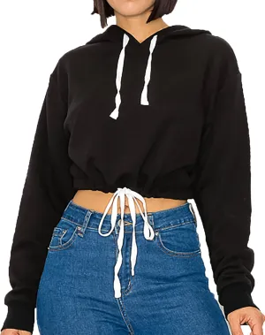 Women's Cropped Pullover Sweatshirt Hoodie Fleece Crop Tops Hoodie