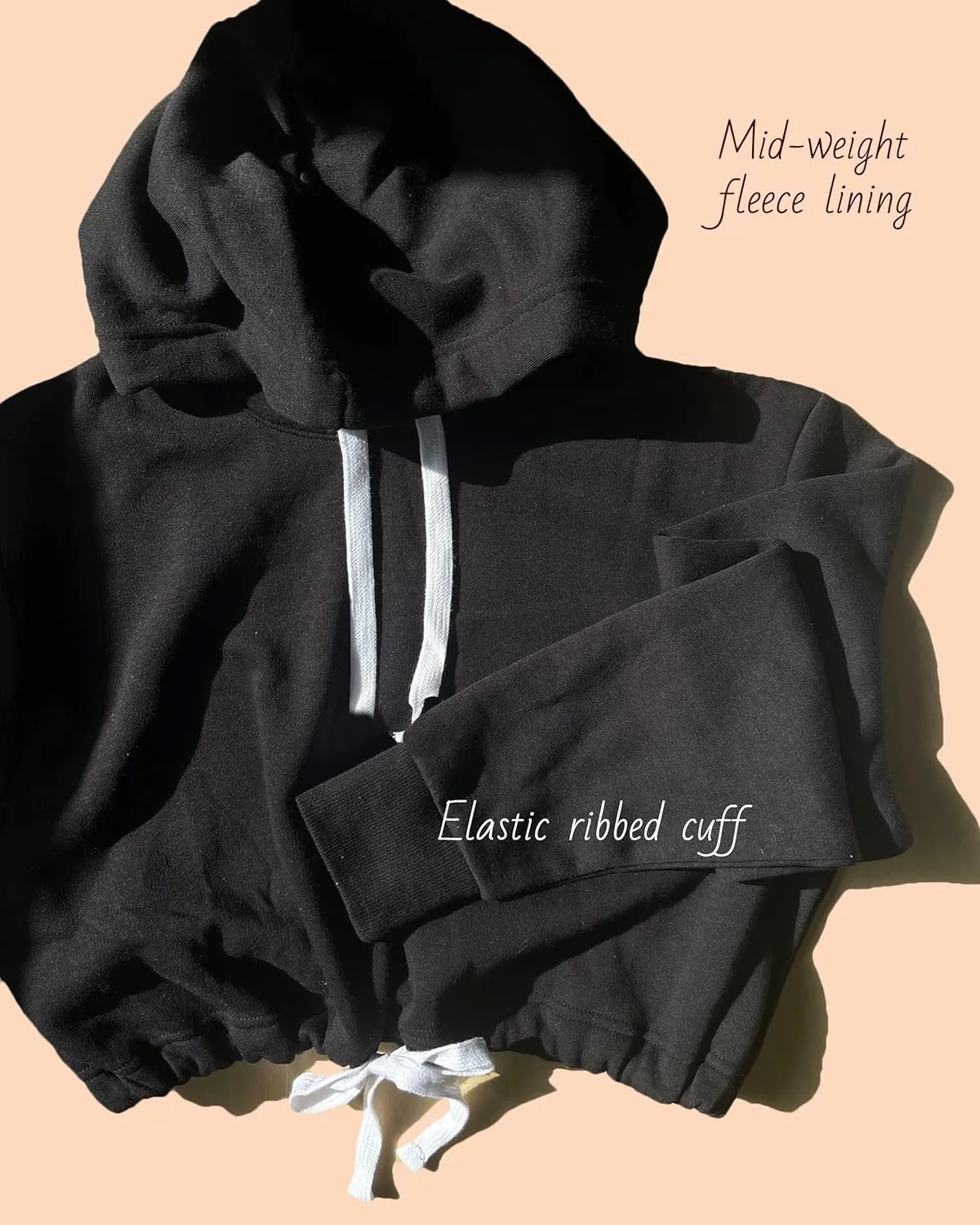 Women's Cropped Pullover Sweatshirt Hoodie Fleece Crop Tops Hoodie