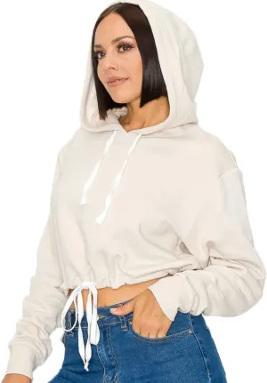 Women's Cropped Pullover Sweatshirt Hoodie Fleece Crop Tops Hoodie