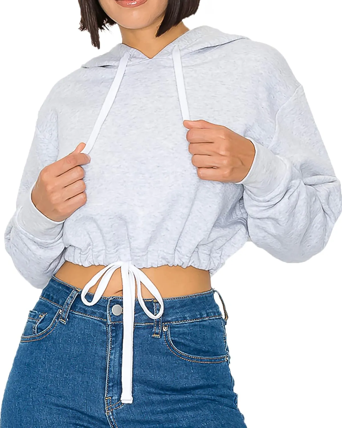 Women's Cropped Pullover Sweatshirt Hoodie Fleece Crop Tops Hoodie