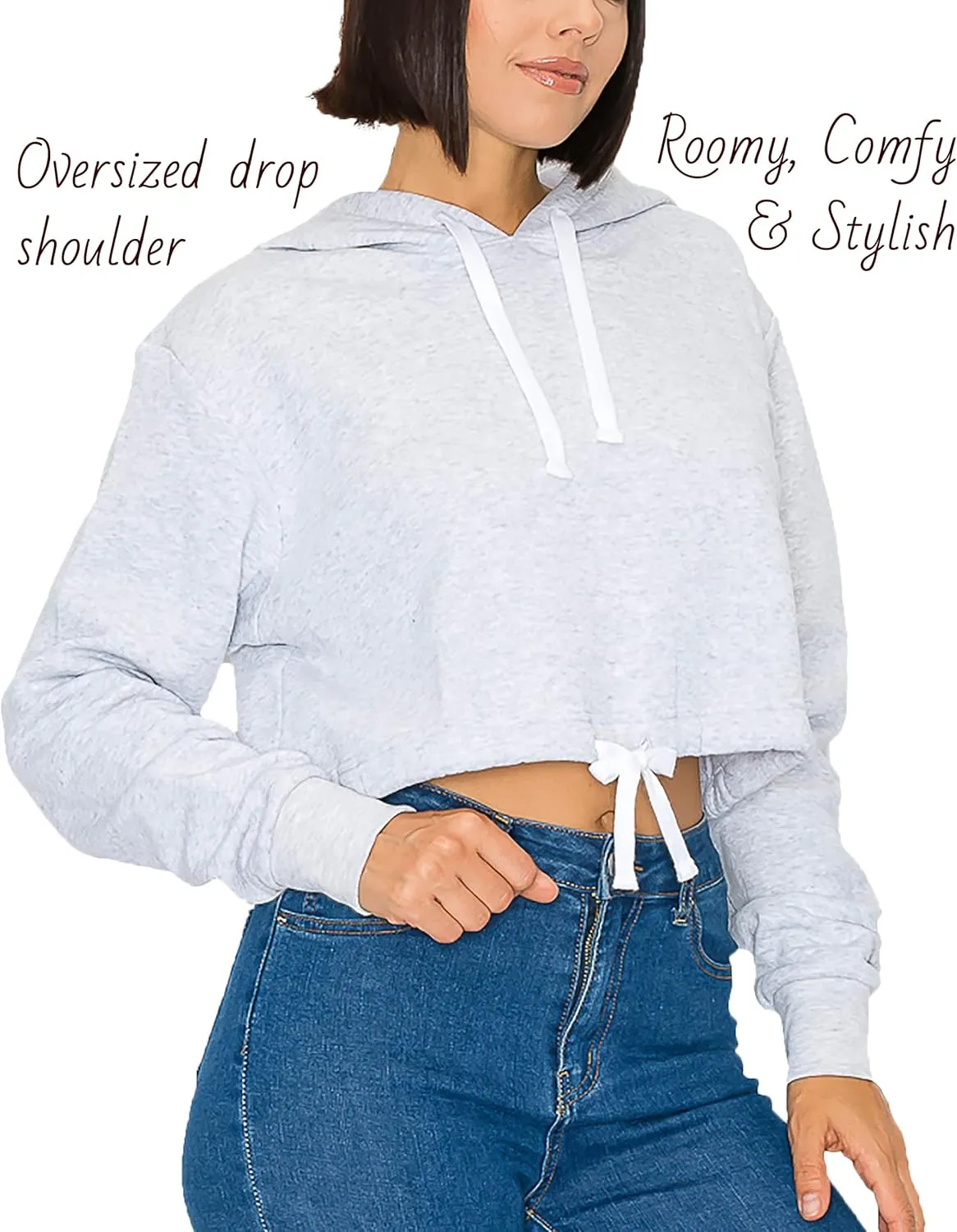 Women's Cropped Pullover Sweatshirt Hoodie Fleece Crop Tops Hoodie