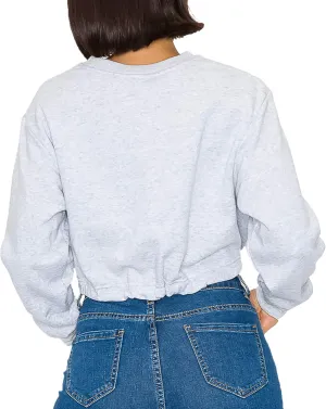 Women's Cropped Pullover Sweatshirts Fleece Crop Tops Long Sleeve CrewNeck