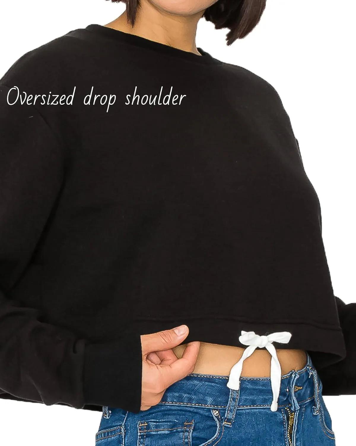 Women's Cropped Pullover Sweatshirts Fleece Crop Tops Long Sleeve CrewNeck