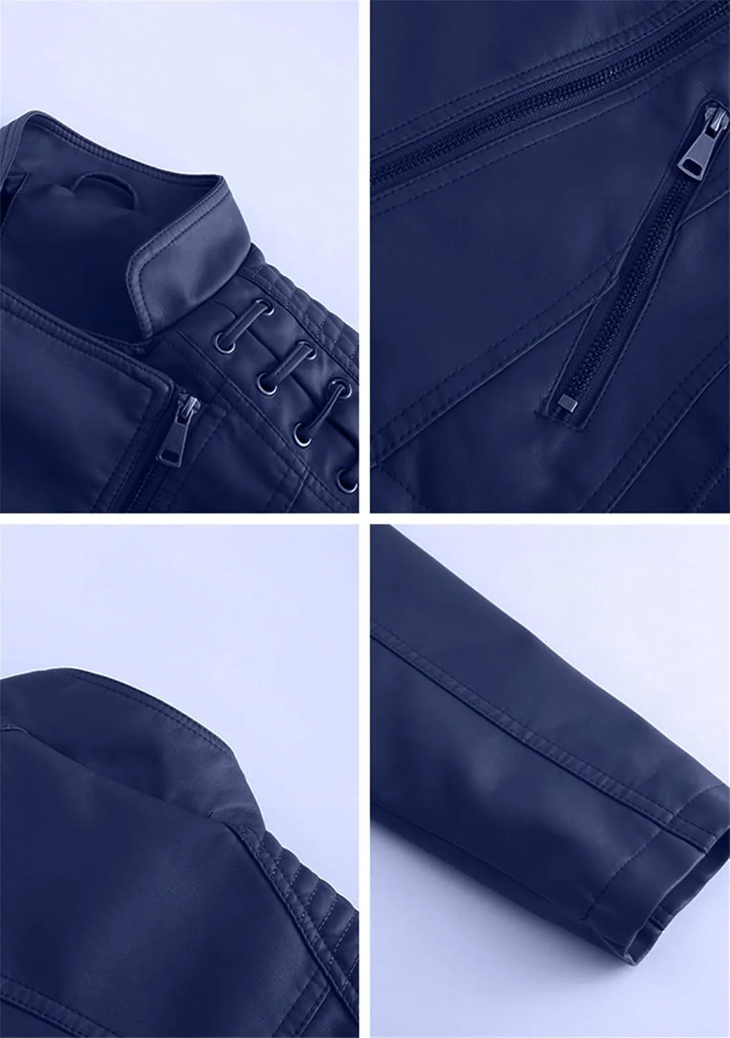 Women's Dressy Cinched Waist Short Jackets Slimming Solid Color Moto Jackets Oversized Elegant Faux Leather Jackets