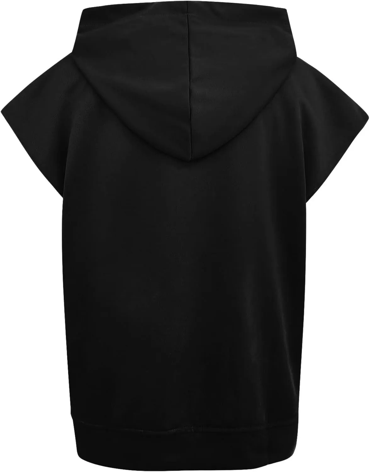 Women'S Fashion Solid Hoodies Sweatshirts Sleeveless Drawstring Oversized Tops Cropped Hoodies for Women