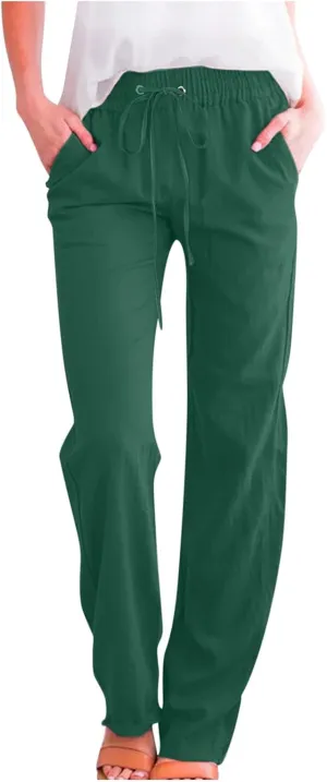 Women's Fleece Lined Pants Winter Large Beach Slacks with Pockets High Waisted High Waisted
