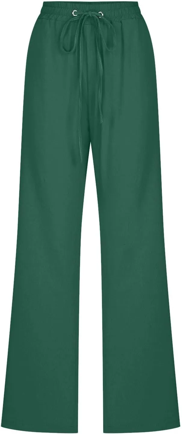Women's Fleece Lined Pants Winter Large Beach Slacks with Pockets High Waisted High Waisted