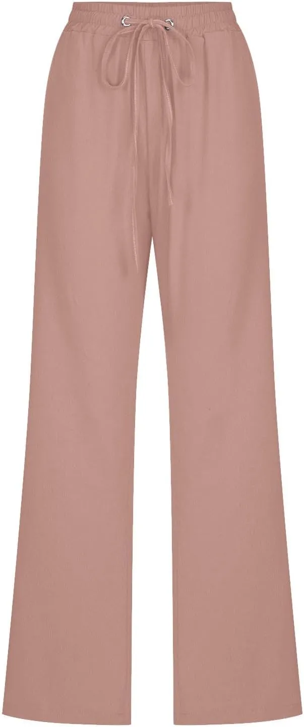 Women's Fleece Lined Pants Winter Large Beach Slacks with Pockets High Waisted High Waisted