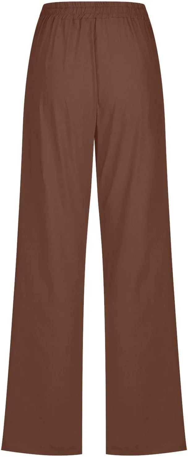 Women's Fleece Lined Pants Winter Large Beach Slacks with Pockets High Waisted High Waisted