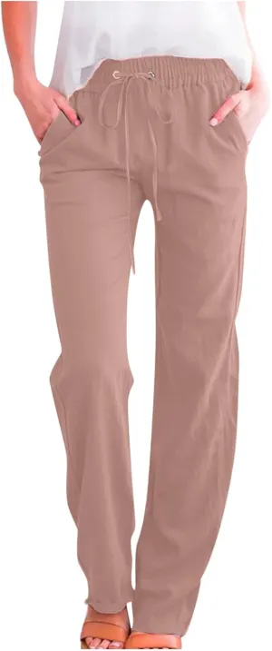 Women's Fleece Lined Pants Winter Large Beach Slacks with Pockets High Waisted High Waisted