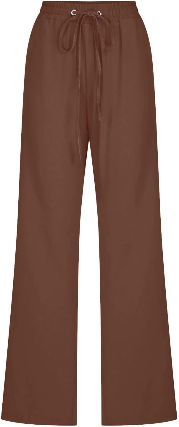 Women's Fleece Lined Pants Winter Large Beach Slacks with Pockets High Waisted High Waisted