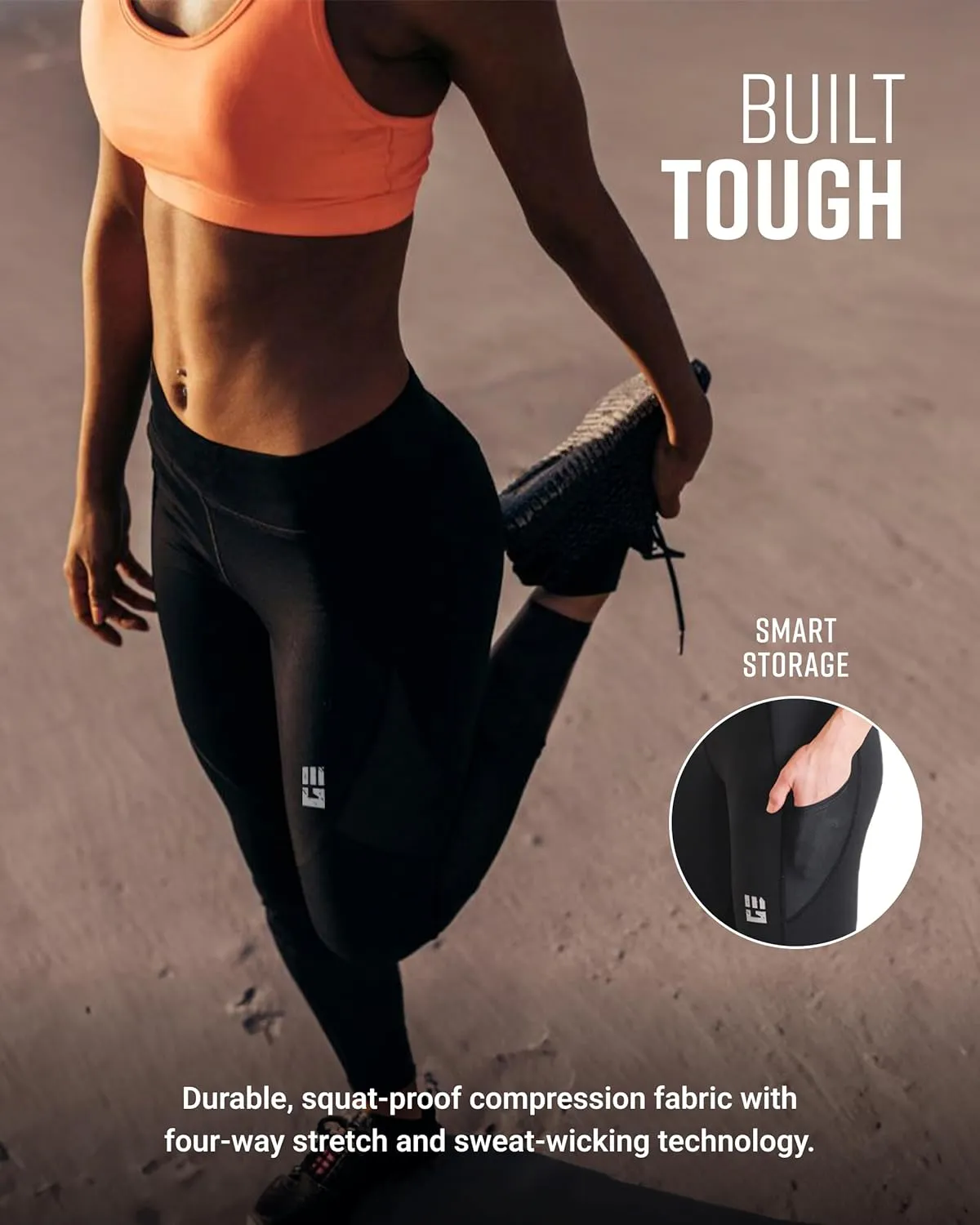 Women's Flex-Fit Compression Leggings, Full-Length, High-Waisted Workout Pants with Pockets & Secure Drawstring