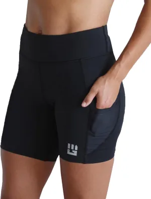 Women's Flex-Fit Compression Shorts, Sweat-Resistant, High-Waisted Running Shorts with 6-Inch Inseam & Pockets
