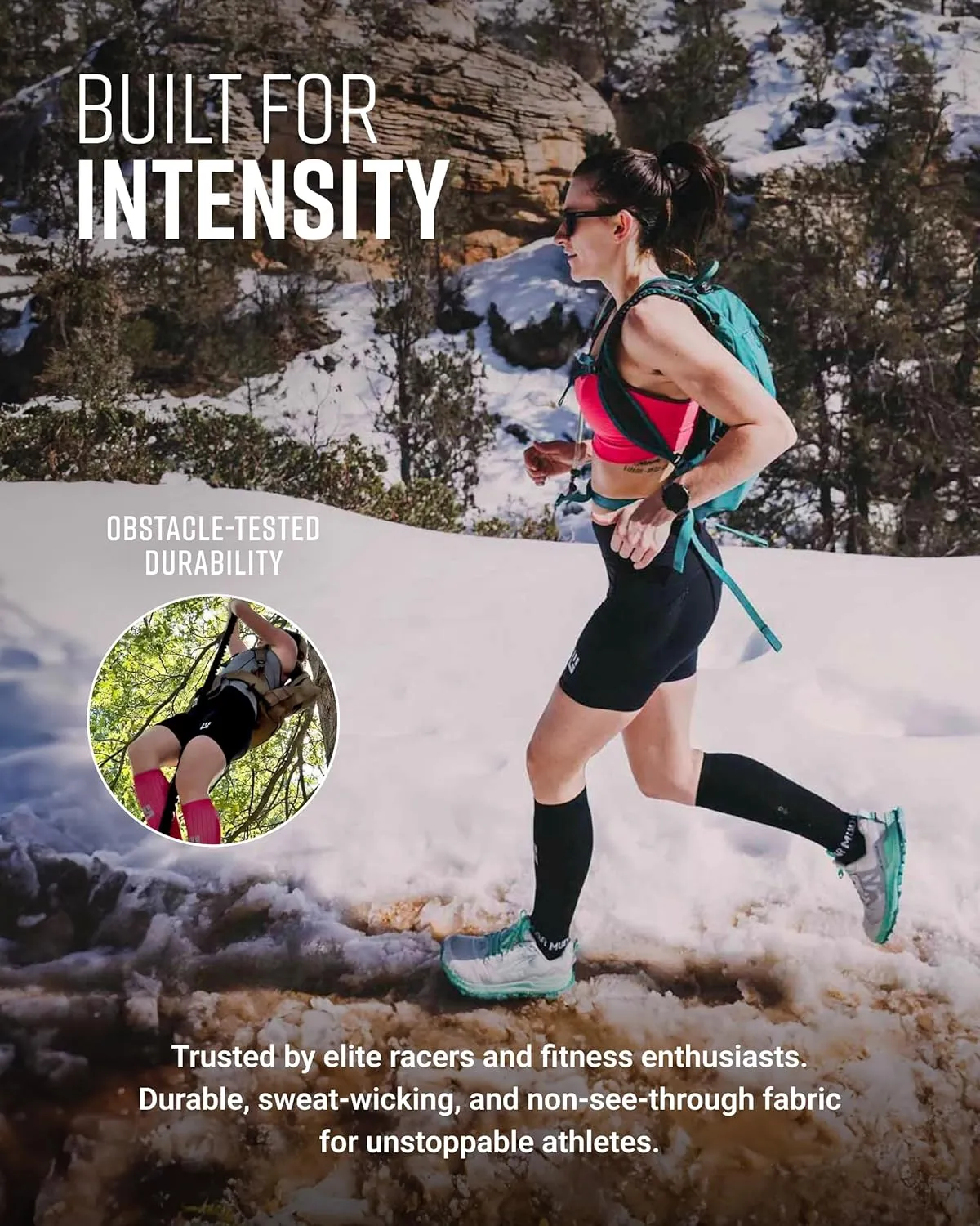 Women's Flex-Fit Compression Shorts, Sweat-Resistant, High-Waisted Running Shorts with 6-Inch Inseam & Pockets