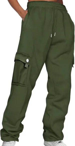 Womens High Waisted Sweatpants Elastic Waist Casual Loose Foot Fleece Sweatpants High Waisted Athletic Joggers