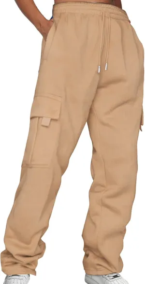 Womens High Waisted Sweatpants Elastic Waist Casual Loose Foot Fleece Sweatpants High Waisted Athletic Joggers