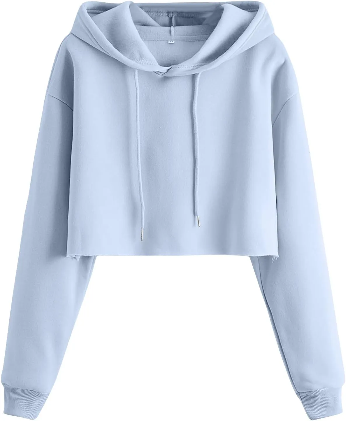 Womens Hoodies Long Sleeve Cropped Hoodies Pullover Drop Shoulder Drawstring Comfort Fall Sweatshirts Cute Hoodies