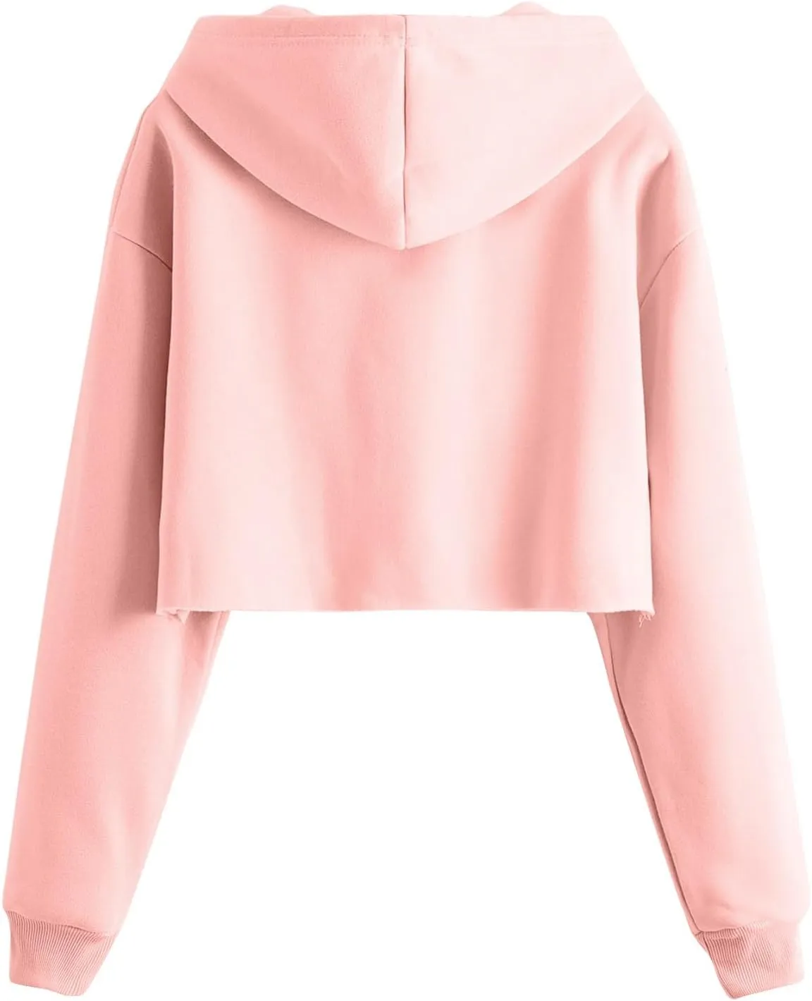 Womens Hoodies Long Sleeve Cropped Hoodies Pullover Drop Shoulder Drawstring Comfort Fall Sweatshirts Cute Hoodies