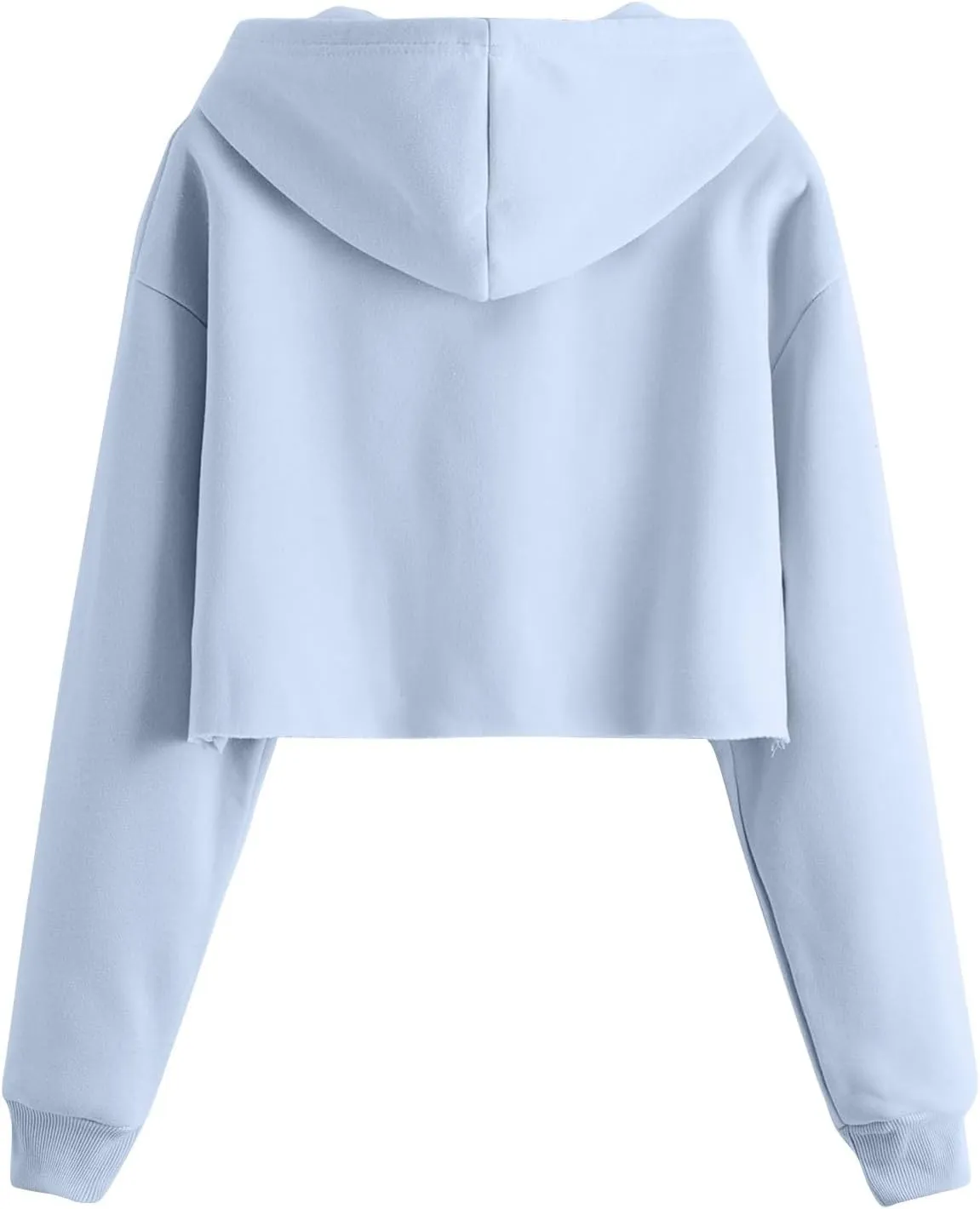 Womens Hoodies Long Sleeve Cropped Hoodies Pullover Drop Shoulder Drawstring Comfort Fall Sweatshirts Cute Hoodies