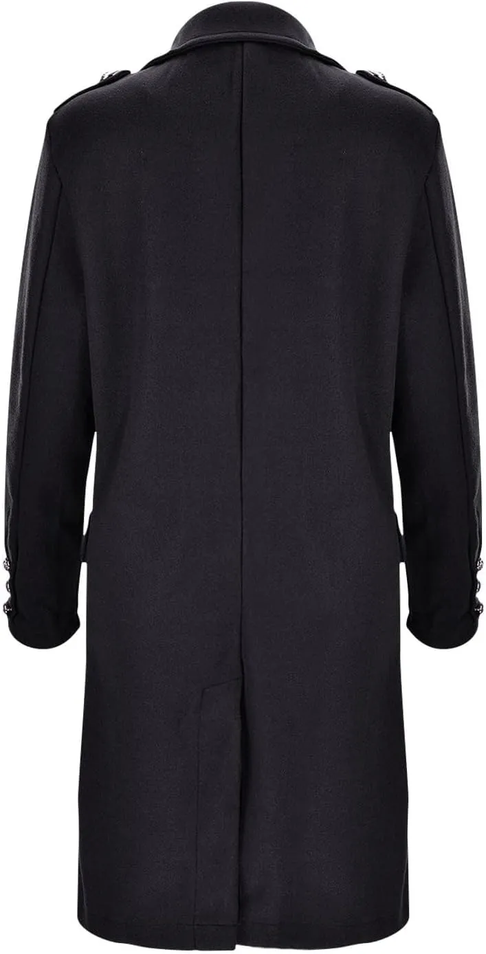 Women's Long Coat Notched Lapel Collar Double Breasted Pea Coat Winter Elegant Warm Wool Blend over Coats Jackets