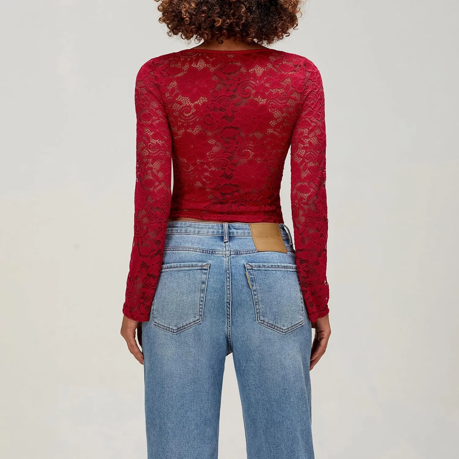 Womens Long Sleeve V Neck Tops Going Out Crop Tops Sexy Slim Fit Cross Wrap Blouses Lace Shirts Crop Tops