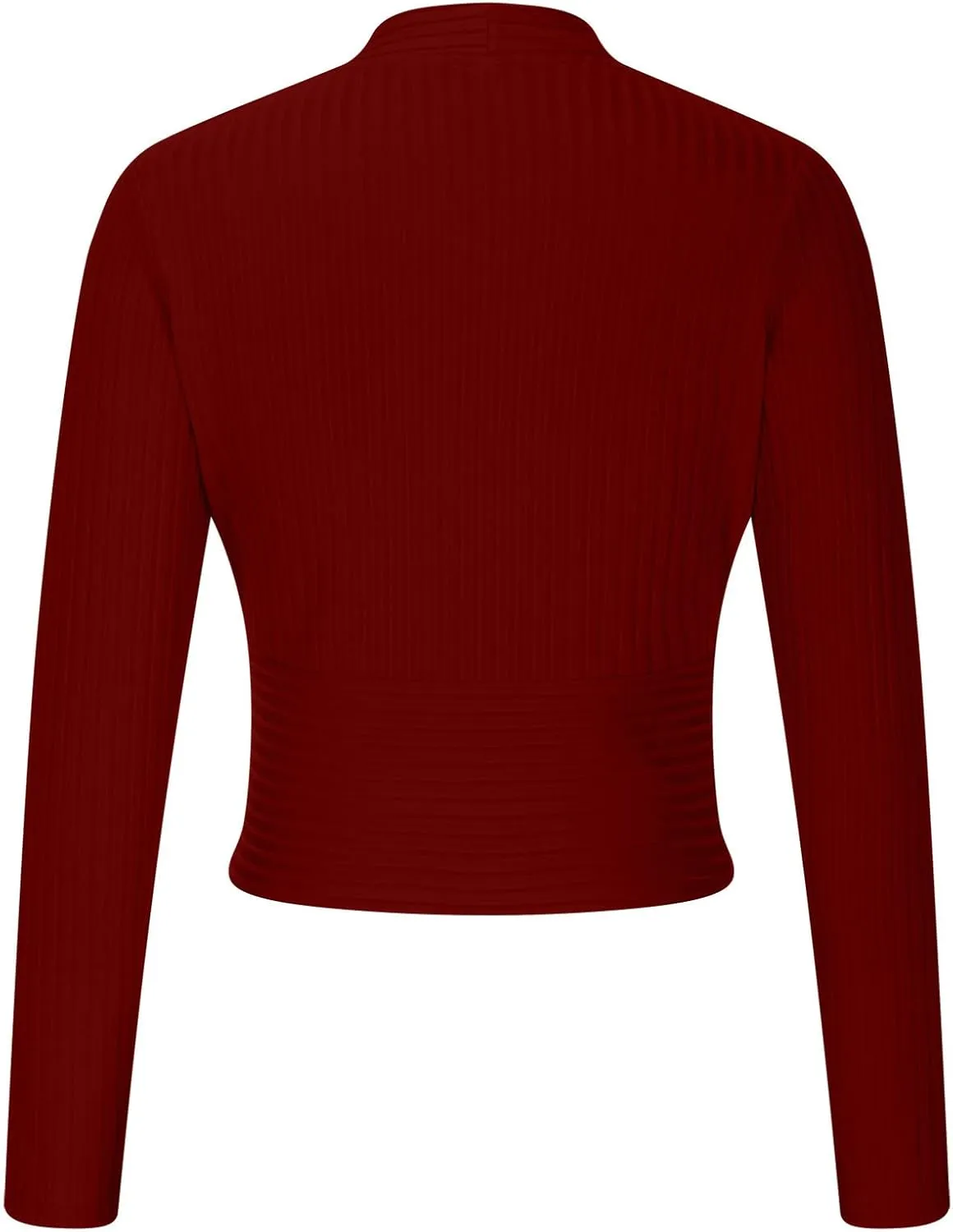 Women's Sexy Crop Tops Yoga Workout V Neck Tops Long Sleeve Slim Fit Stretchy Gym Fitness Tees Cozy Knitted Jersey Shirts