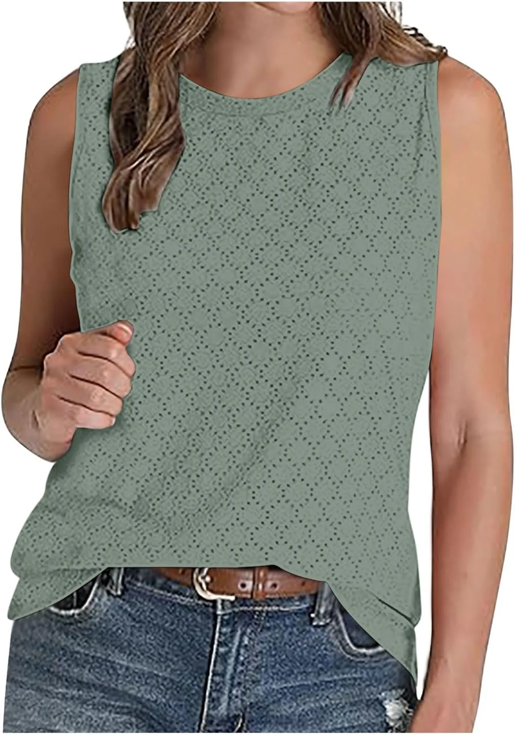 Womens Tank Tops Lightweight Hollow Out Quick Dry Eyelet Tanks Trendy Workout Sports Running Shirts for Vacation