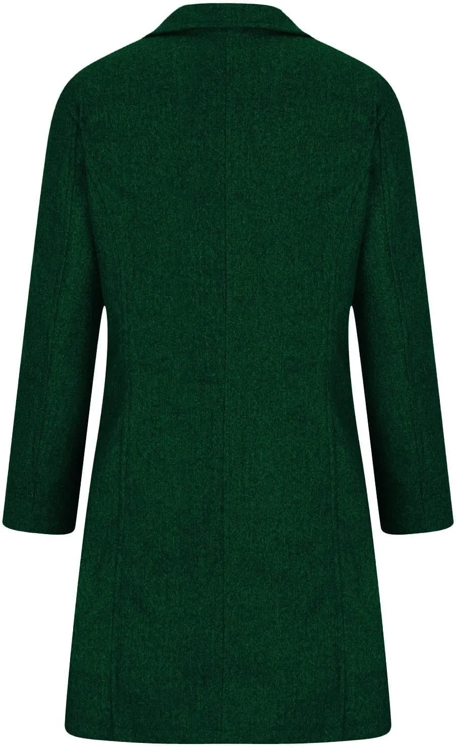 Women's Thicken Single Breasted Pea Coat Stand Collar Mid Long Wool Coats with Pockets Casual Trench Coat Overcoat