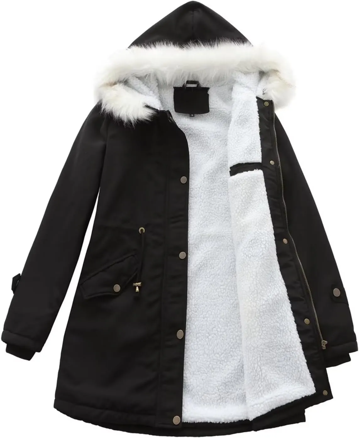 Womens Trendy Winter Jackets Parka Coats Casual Fuzzy Fleece Jackets Long Sleeve Hooded Coat Plus Size Down Jackets