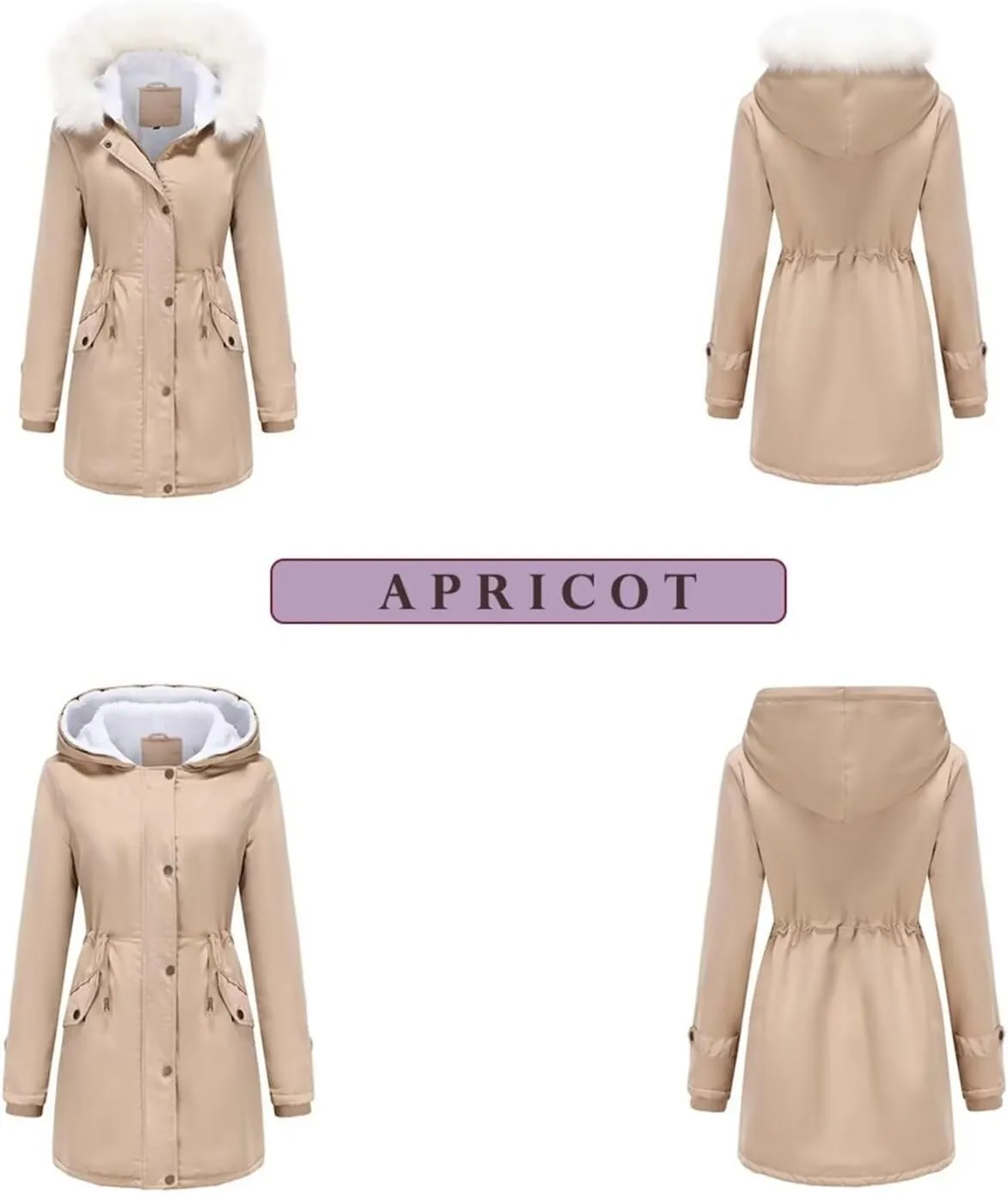 Womens Trendy Winter Jackets Parka Coats Casual Fuzzy Fleece Jackets Long Sleeve Hooded Coat Plus Size Down Jackets