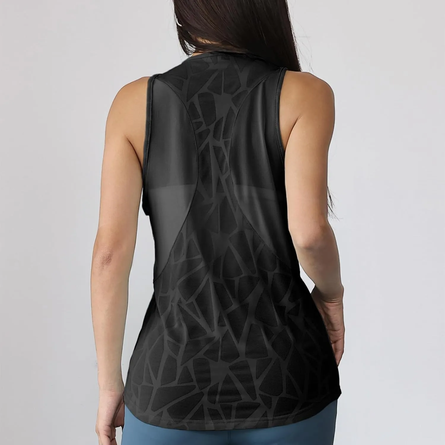 Women's Workout Tank Top Sleeveless Crewneck Outdoor Athletic Yoga Tops Summer Mesh Quick Dry Gym Running Basic Shirts