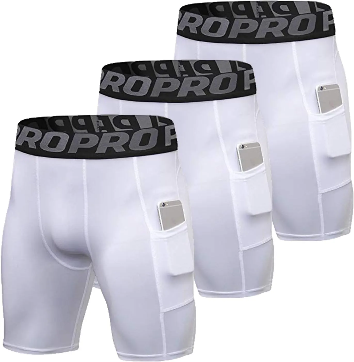YUSHOW Mens Compression Shorts with Pocket Spandex Sports Running Quick Dry Shorts Compression Underwear for Men Athletic