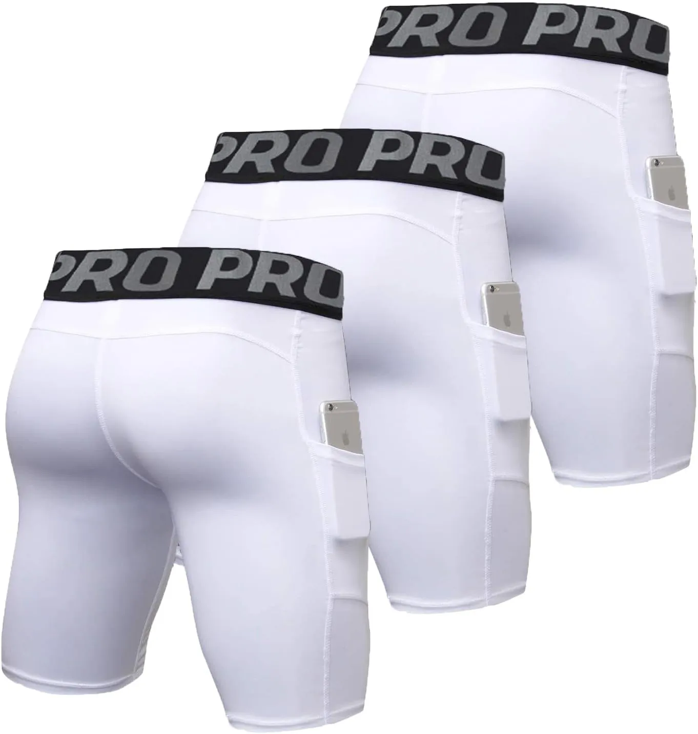 YUSHOW Mens Compression Shorts with Pocket Spandex Sports Running Quick Dry Shorts Compression Underwear for Men Athletic