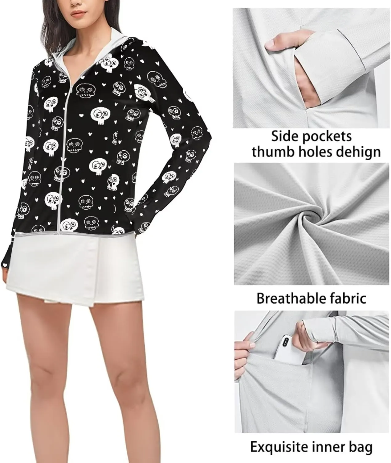 Zip UPF 50  Sun-Proof Hoodie Breathable Quick Dry Sun Protection Shirts