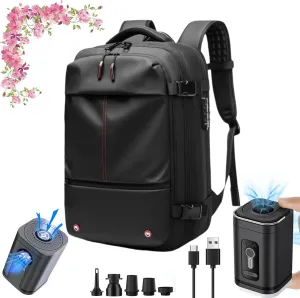 ZJQ Vacuum Compression Backpack,Vacuum Compression Backpack Travel, Waterproof and Wear-Resistant,Travel and Work Commuting (Black Tool)