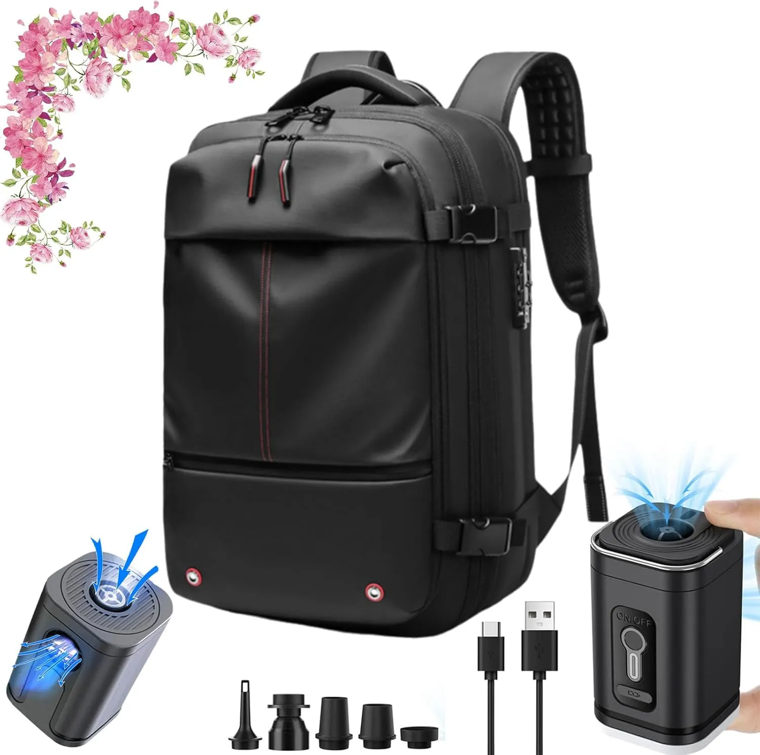 ZJQ Vacuum Compression Backpack,Vacuum Compression Backpack Travel, Waterproof and Wear-Resistant,Travel and Work Commuting (Black Tool)