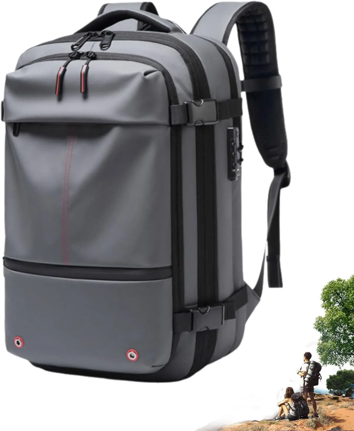 ZJQ Vacuum Compression Backpack,Vacuum Compression Backpack Travel, Waterproof and Wear-Resistant,Travel and Work Commuting (Gray)
