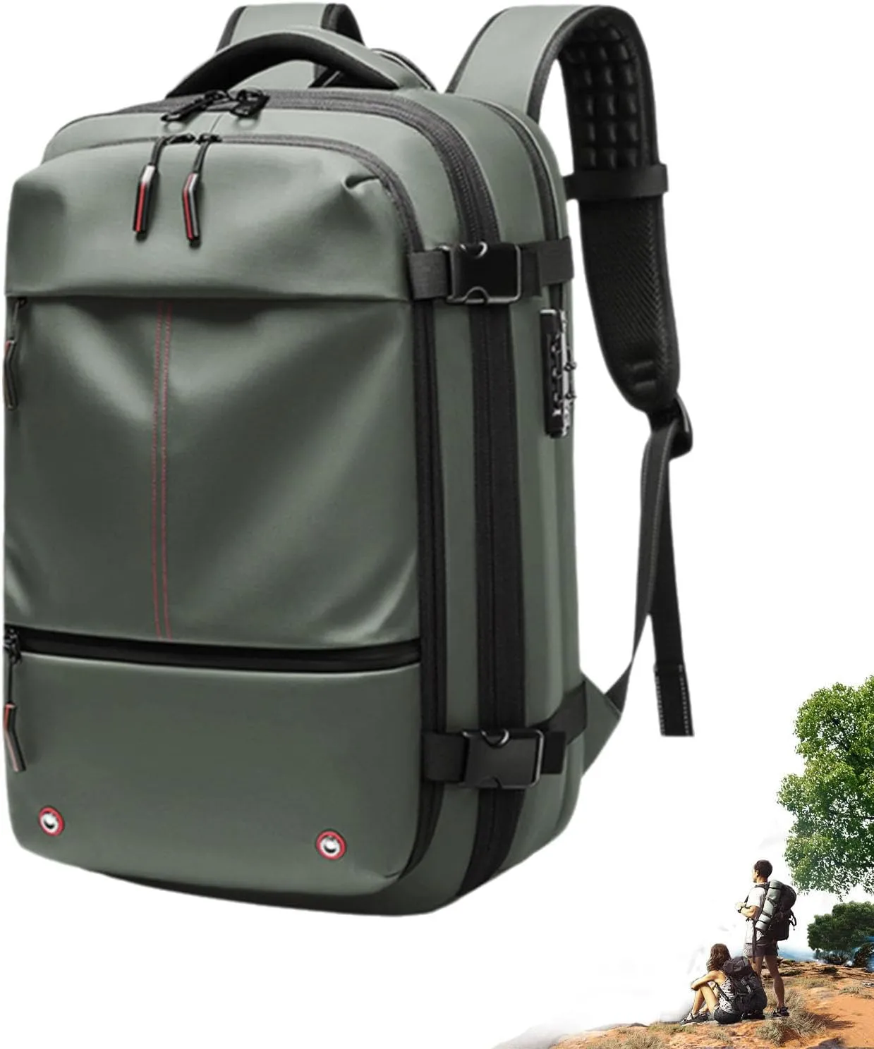 ZJQ Vacuum Compression Backpack,Vacuum Compression Backpack Travel, Waterproof and Wear-Resistant,Travel and Work Commuting (Green)